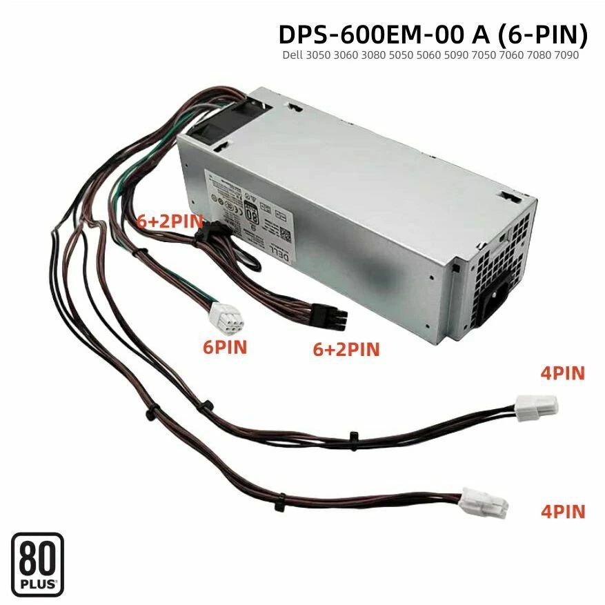 純正新品 デル Dell 3050 3060 3080 3681 5050 5060 5090 7071 7050 7060 7080 5880 3880 3690 3890 7090 8940 V3667 V3470用 600W 6-PI