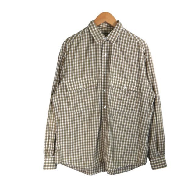 PORTER CLASSIC ROLL UP SHIRT GINGHAM CHECK BEIGE サイズM ポータークラシック ロールアップ シャツ ギンガムチェック トップス 大名店