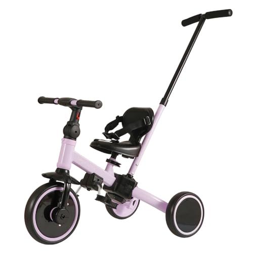 アンジュスマイル 三輪車 手押し 棒付き のりかえ三輪車 3歳 2歳 4way 子供 腰ベルト 背もたれ 子ども キックバイク キッズバイク バランスバイク 1.5歳 4歳 5歳 三輪車 押し棒 ちゃいなび (ピンクパープル)★ 9a00e6cd