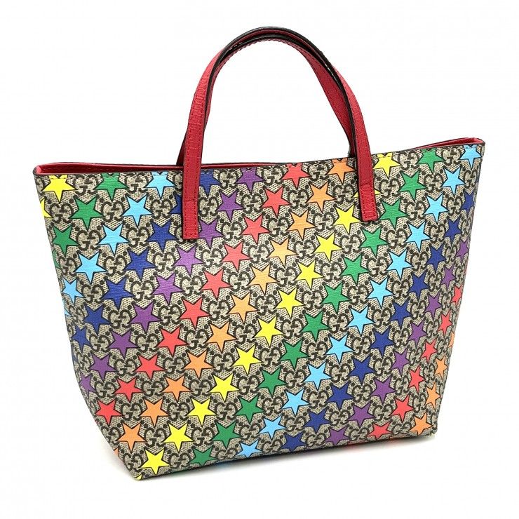 GUCCI（グッチ）チルドレンズ GGスター トートバッグ マルチカラー PVC レッド ハンドバッグ レディース 605614【中古】