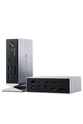 エレコム USB-Cハブ ドッキングステーション 14in1 Thunderbolt4対応 PD 60W 3画面出力 HDMIポート Display port LANポート マグネット付スタンド付属 縦置き対応 ブラック DST-W07/ 226433c0