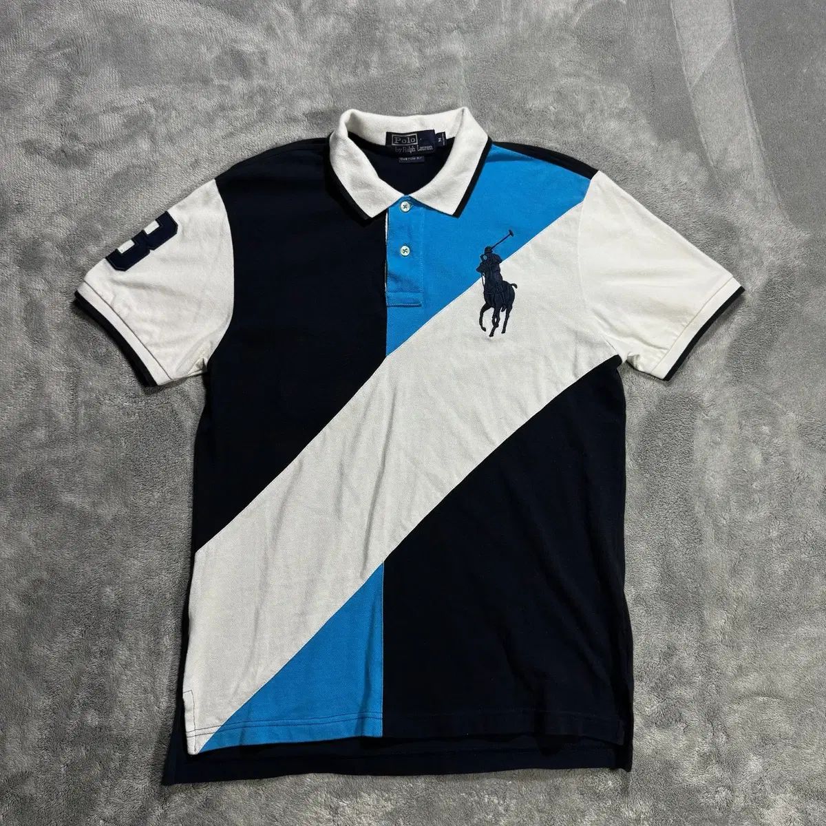 ポロラルフローレン 斜めボーダー カラーブロック ビックポニー 半袖 カラーTシャツ