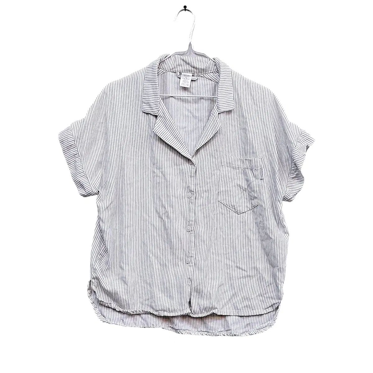 Calvin Klein カルバン・クライン レディース スポーティーな ルーズフィット シャツジャケット 85 ストライプ 75220