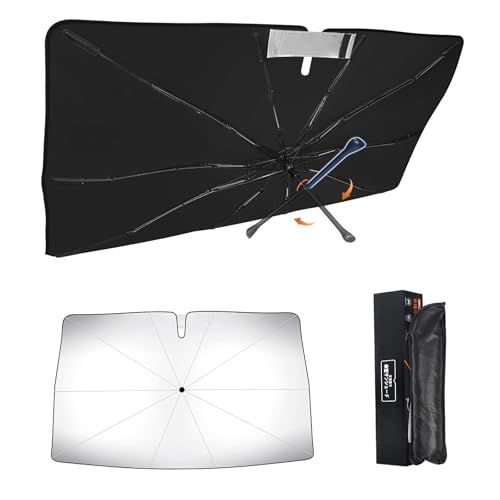 新型 フリード GB5/6/7/8型 専用 傘型サンシェード 車種専用設計 360°回転可能 遮光 断熱UVカット フロントガラス用 10本骨グラスファイバー ワンタッチ収納 取付簡単 収納袋付き（ホンダ freed GB5/6/7/8 20 1e575ed0