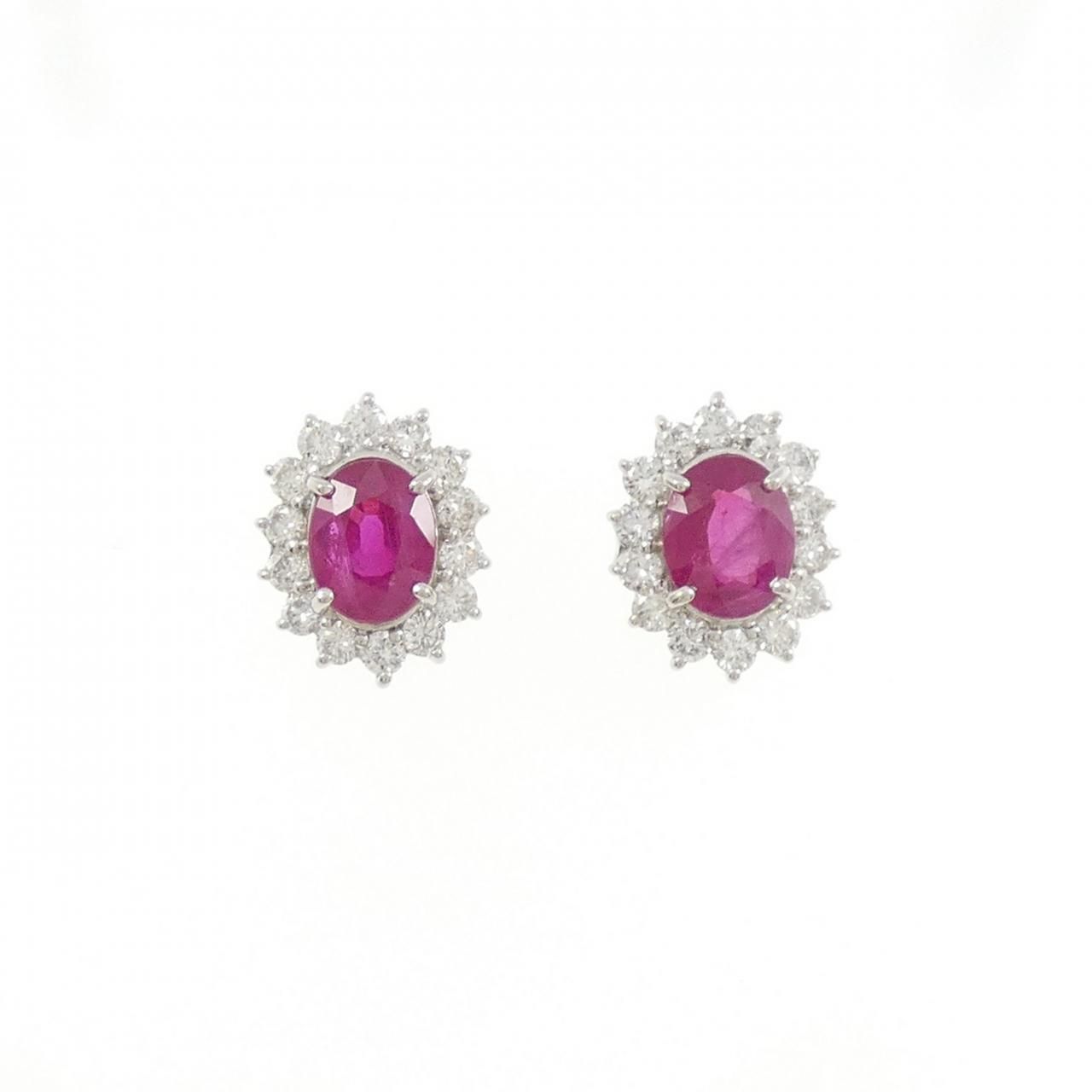 PT900 ルビー ピアス 2.24CT ビルマ産