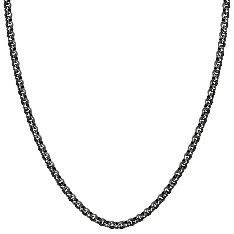 [新宿銀の蔵] いぶし ロールチェーン 長さ40～60cm (60cm) 幅約2.3mm 濃いめ シルバー925 ネックレス チェーン ネックレスチェーン メンズ sv925 チェーンのみ