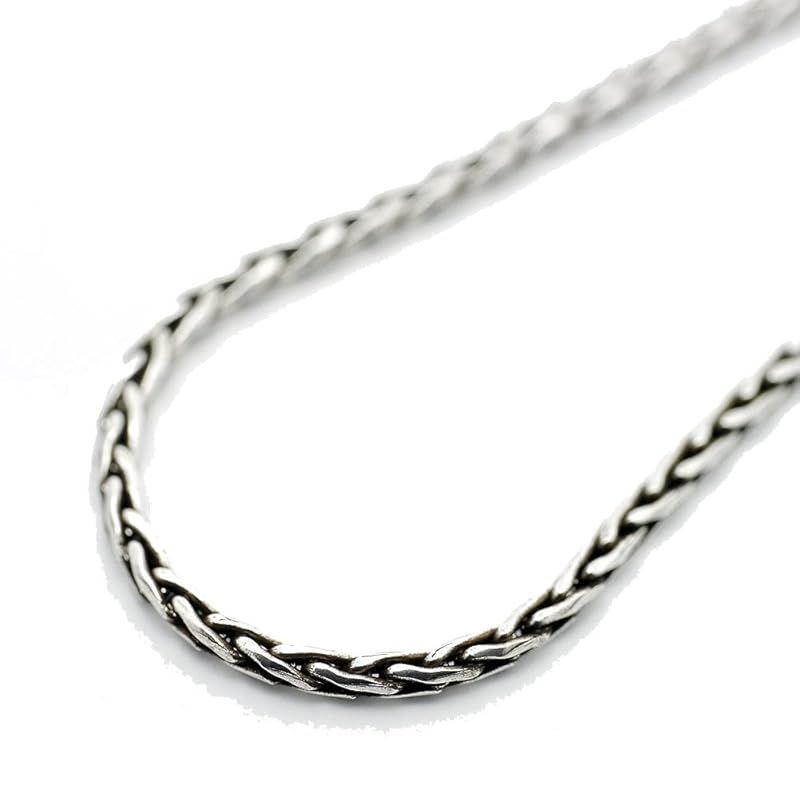 [シルバーワン] シルバー925 スパイク チェーン ネックレス メンズ ho [幅2mm 長さ45cm] (アンティーク 燻し銀加工)