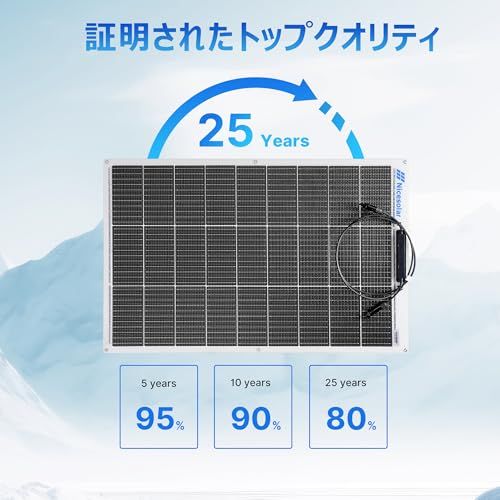Nicesolar 100W フレキシブル ソーラーパネル 12V 太陽電池パネル 単