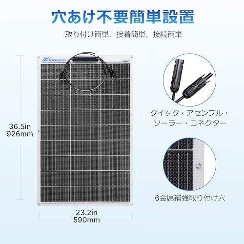 Nicesolar 100W フレキシブル ソーラーパネル 12V 太陽電池パネル 単