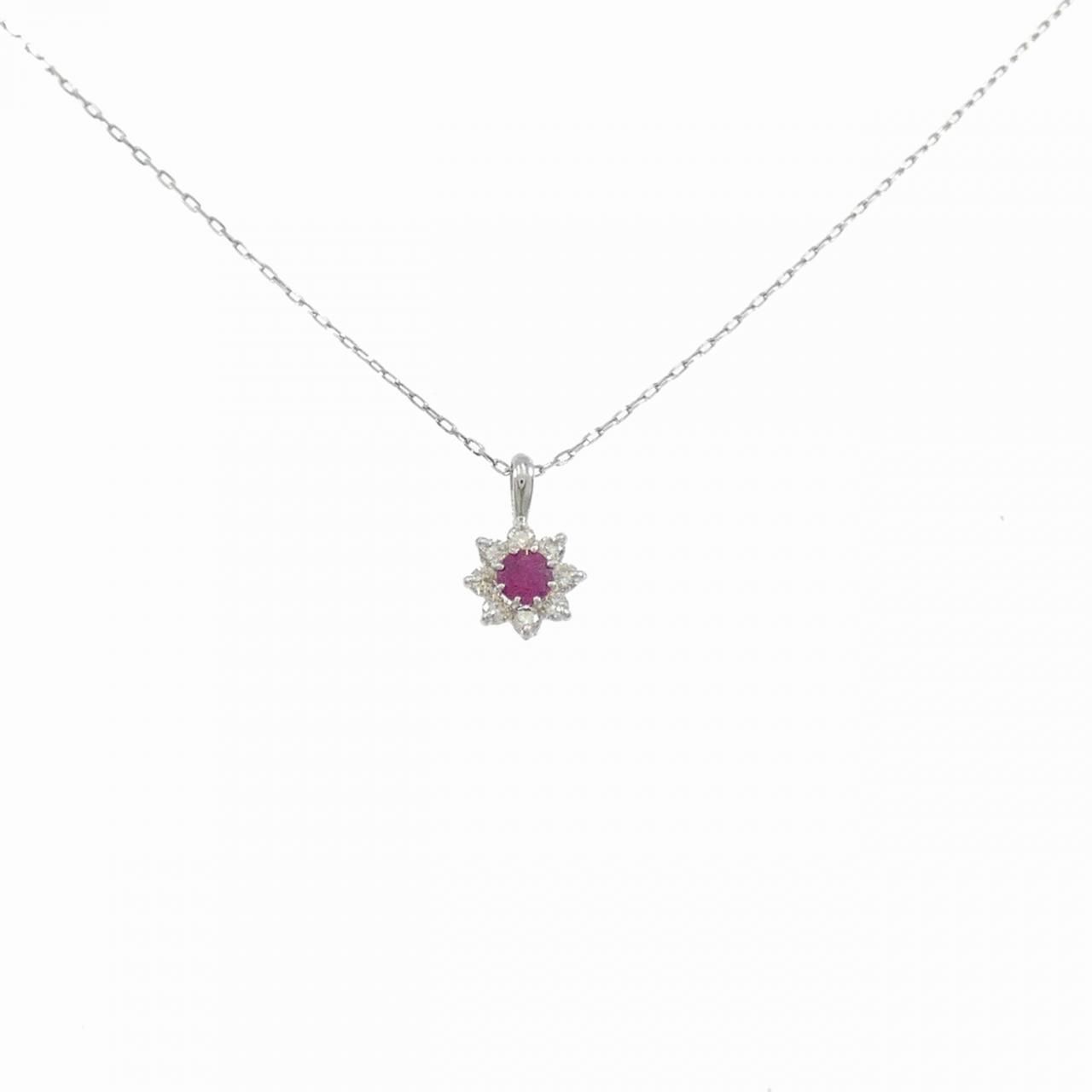 【新品】PT900 ルビー ネックレス 0.09CT