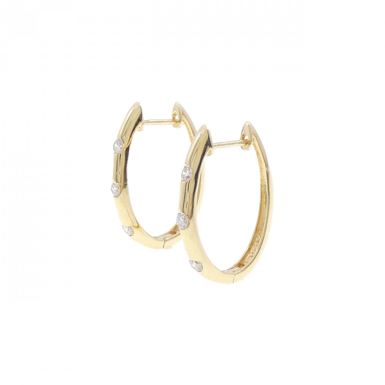 K18YG スリーストーン ダイヤモンド ピアス 0.20CT