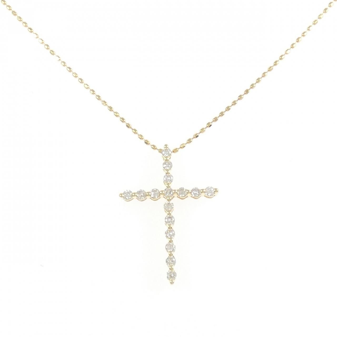 K18YG クロス ダイヤモンド ネックレス 0.25CT