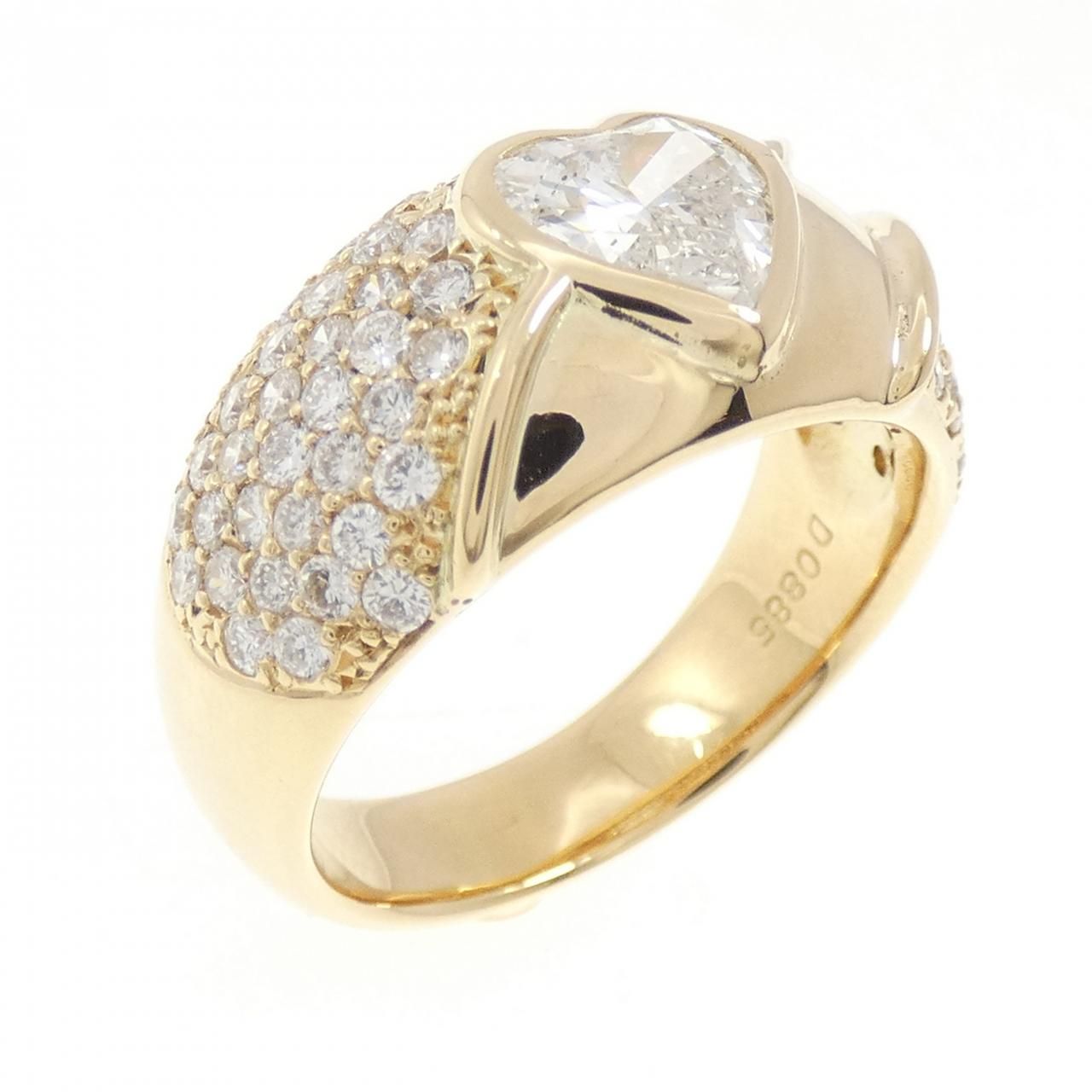 K18YG パヴェ ハート ダイヤモンド リング 0.885CT