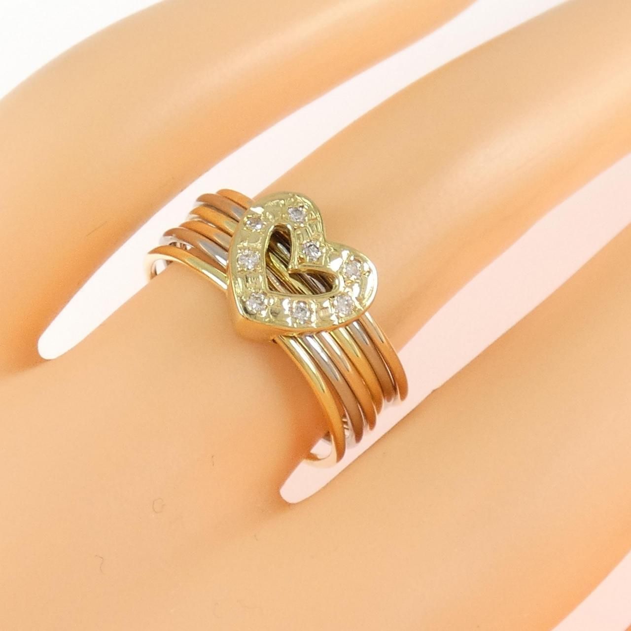 K18スリーカラー ハート ダイヤモンド リング 0.08CT - メルカリ