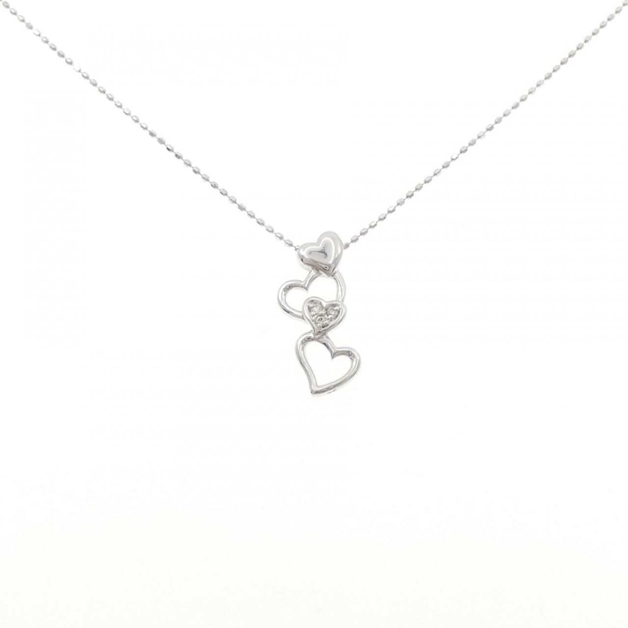 K18WG ハート ダイヤモンド ネックレス 0.02CT