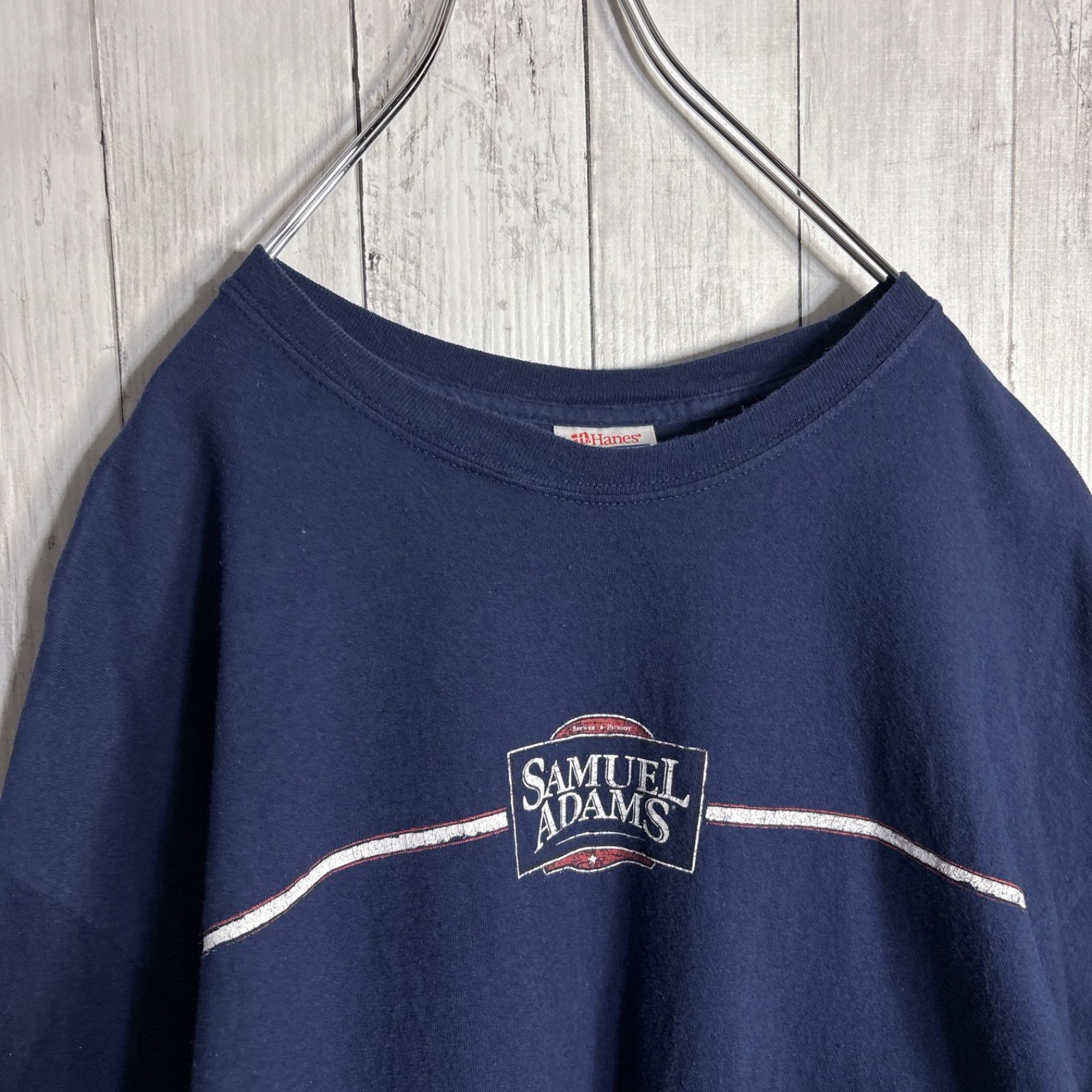 入手困難】90s Vintage 古着 Hanes SAMUEL ADAMS ネイビー 半袖Tシャツ 