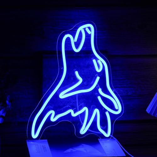 オオカミネオンサイン ブルーLEDかわいい狼ネオンライト 壁の装飾ネオン管 調光可能 寝室 ペットショップ キッズルーム装飾ライトアップ 誕生日 パーティーギフト用ネオンサイン 国内発送 d27f1f0a