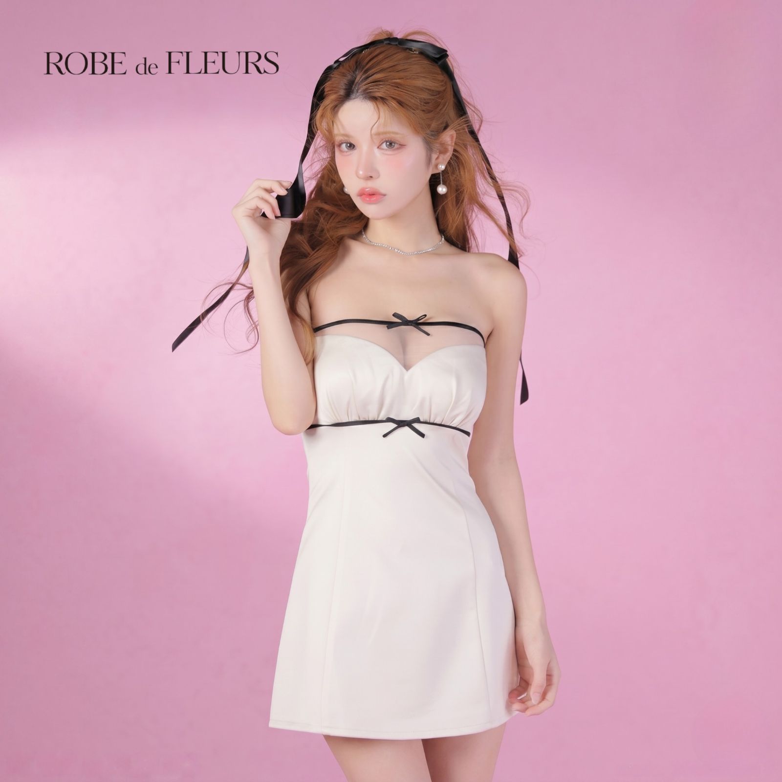 ROBE de FLEURS ローブドフルール fm4648 キャバドレス ミニドレス アイボリー