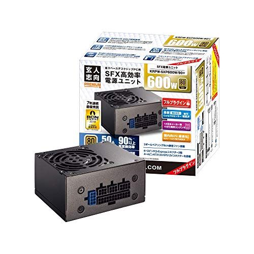 玄人志向 電源ユニット 600W SFX 電源 80 PLUS ゴールド PC電源 フルプラグイン フラットケーブル KRPW-SXP600W/90+/ a7002358
