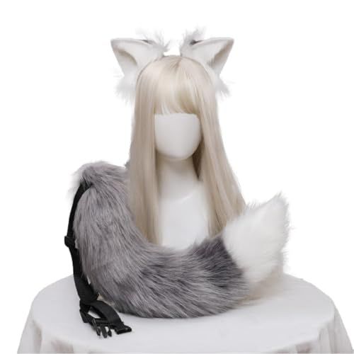 狼 コスプレ 耳 しっぽ ケモ耳 キツネ ハロウィン 耳しっぽセット (グレー)pms 5daa7b12