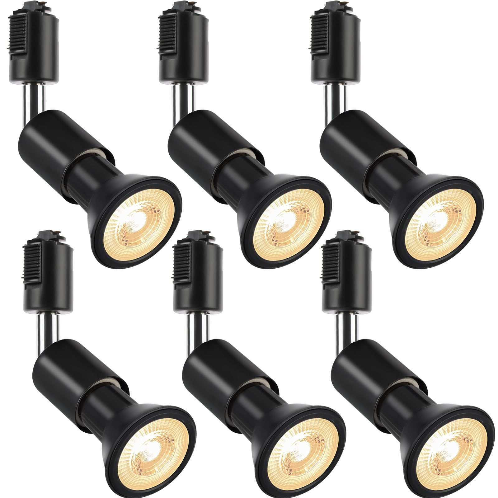 szbritelight スポットライト e26 ダクトレールライト 電球付き ダクトレール用照明器具 ライティングレール PAR20 レフ球型 ランプ付 LED電球＋器具セット (ブラック, 電球色 6個セット)(沖縄・離島の方不可) 439d373d