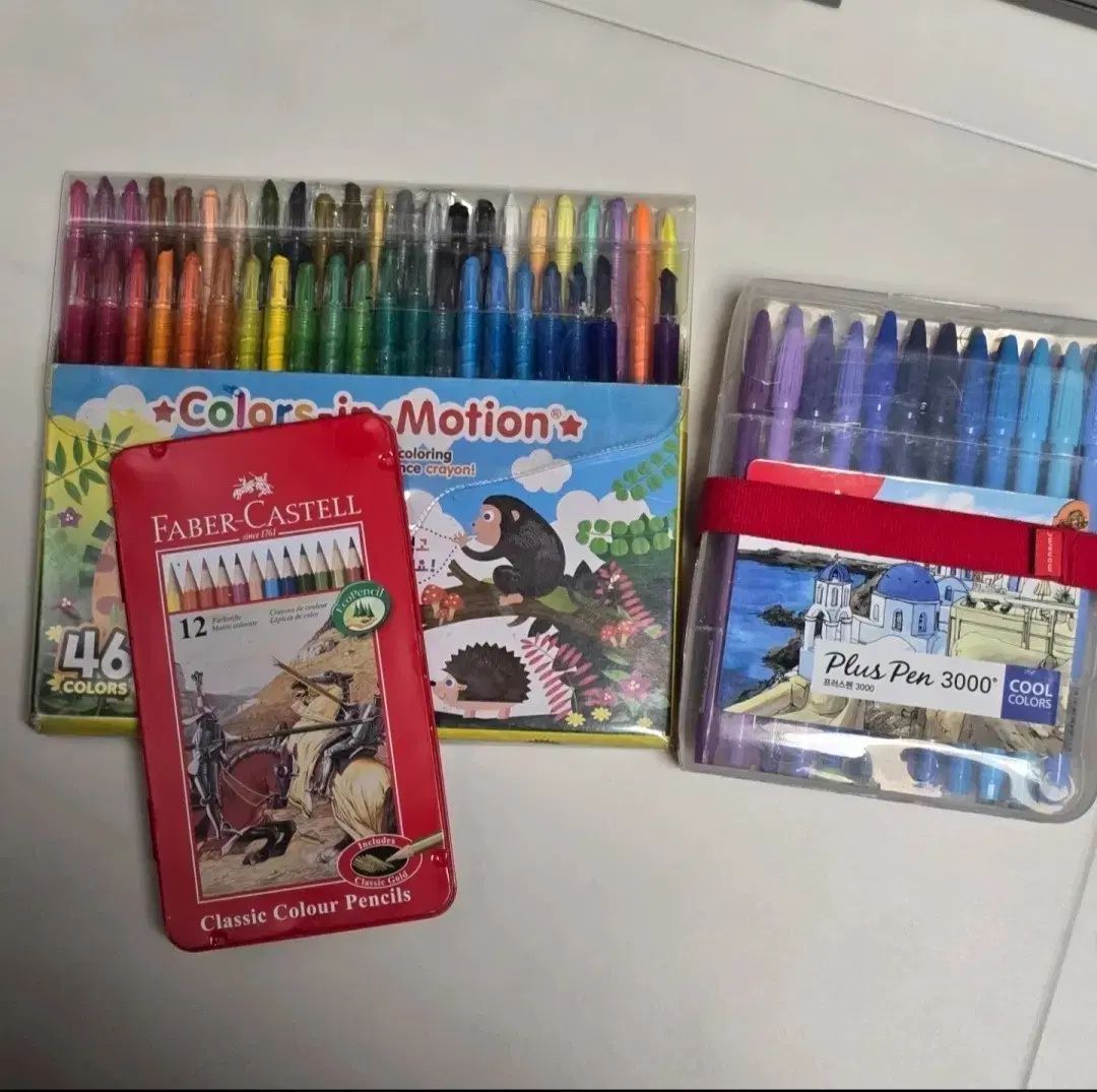 FABER-CASTELL 色鉛筆 + PLUS PEN 3000 + 色鉛筆 クレパス