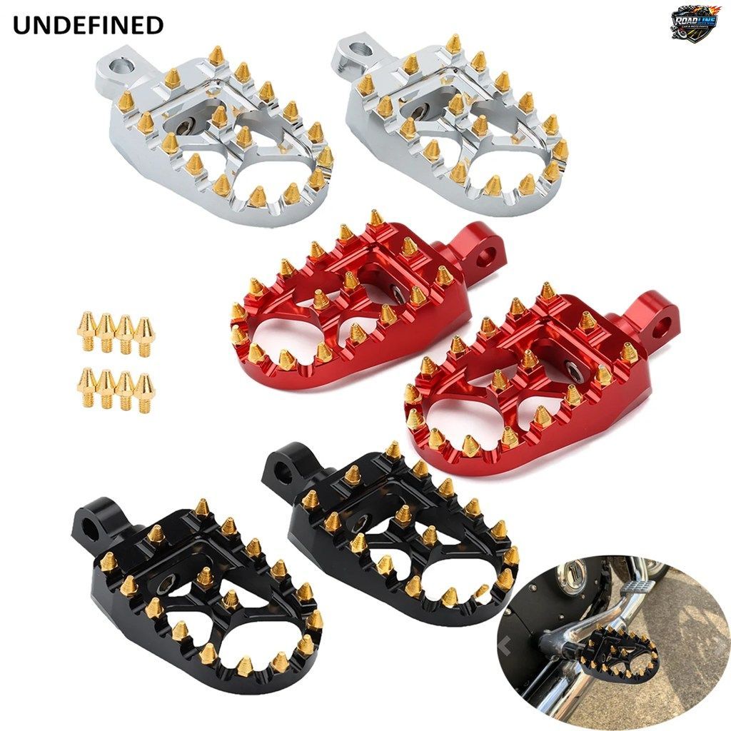 MX フットペグ ゴールデン オフロード チョッパー ワイド ファット フットレスト CNC ハーレー ダイナ ファットボーイ ワイドグライド スポ