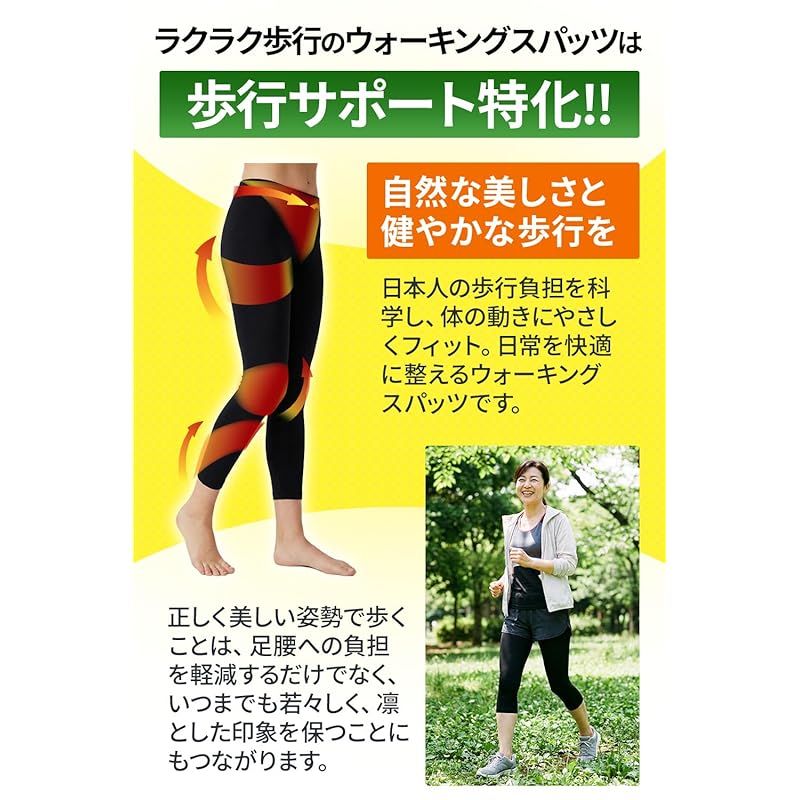 ラクラク歩行 着圧スパッツ ウォーキングスパッツ (S)【歩行サポート特化・やさしい圧】 スパッツ レディース メンズ 歩行補助 介護 着圧 歩く