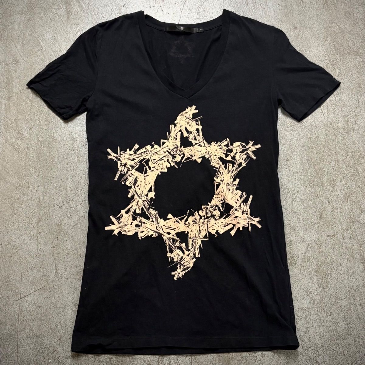 NOID. ノーアイディー 星 六芒星 スター Vネック Tシャツ ブラック サイズ2
