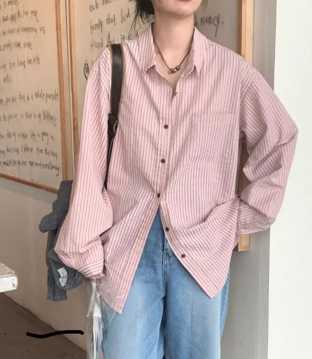 リネンヌ シャツ berry stripe over シャツ