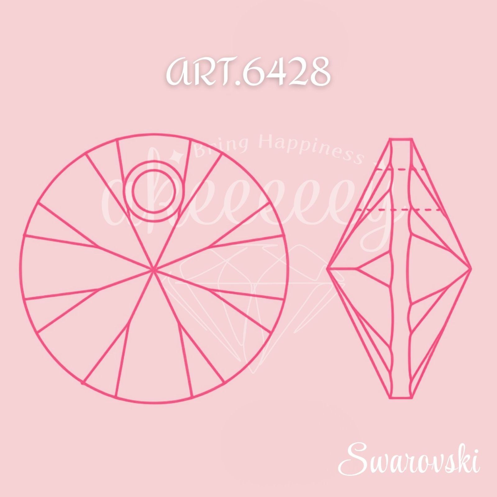SW-177 スワロフスキー【特注レア色】✨ #6428 8mm 4個 Cry