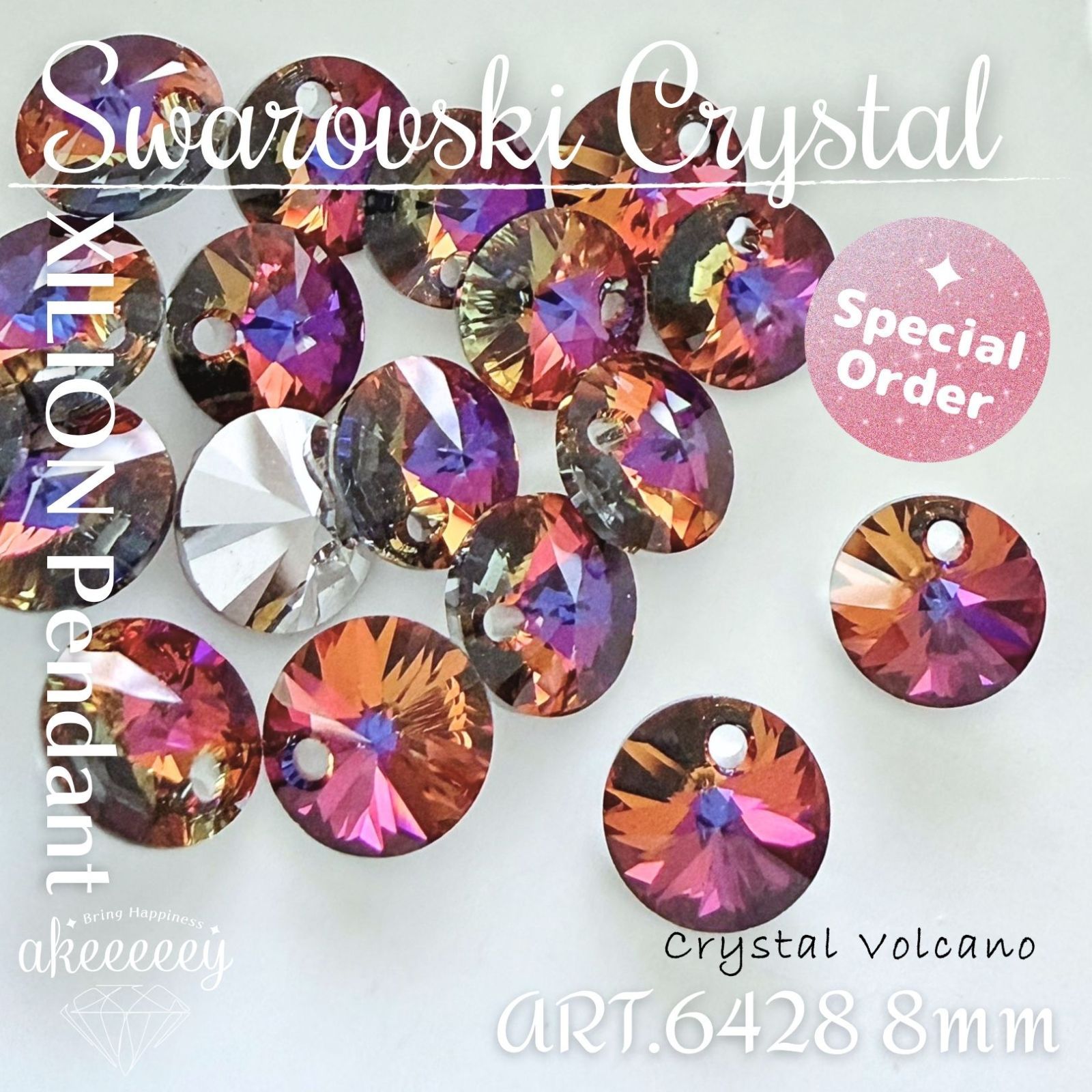 SW-177 スワロフスキー【特注レア色】✨ #6428 8mm 4個 Cry