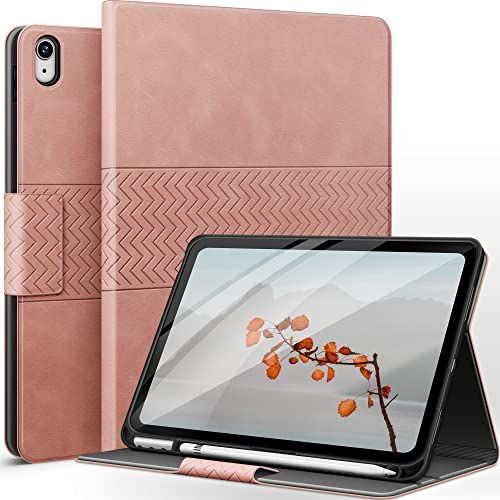 auaua iPad (A16) 第11世代 11 インチ 2025 ケース iPad 第10世代 10.9インチ ケース ペン収納2022 専用 PUレザー 手帳型 ひび割れ防止 耐衝撃 オートスリープ＆スタンド機能付き 全面保護 (ピンク ff1ce740