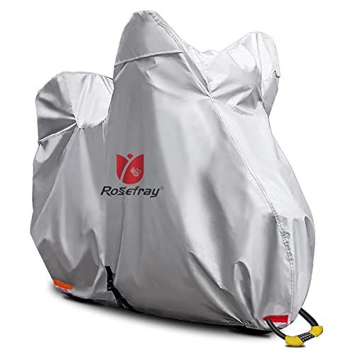 Rosefray バイクカバー 6L-BOX 210D 厚手 255cmまで対応 スマートサイズ 高機能 撥水 UVカット 大型 車体カバー 耐候性 収納袋付き（シルバー）(沖縄・離島の方発送不可）) da798fa2 5,768円