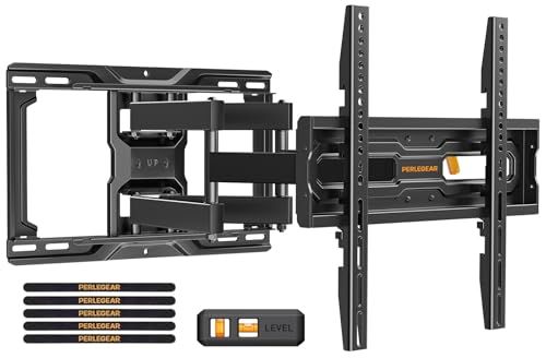 PERLEGEAR テレビ壁掛け金具 26~74インチ対応 フルモーション アーム式 tv壁掛け テレビマウント 耐荷重55kg 上下左右角度調整 & 水平調整 スイベル チルト VESA100×100~400×400mm(沖縄・離島の方発送 bc5293b7