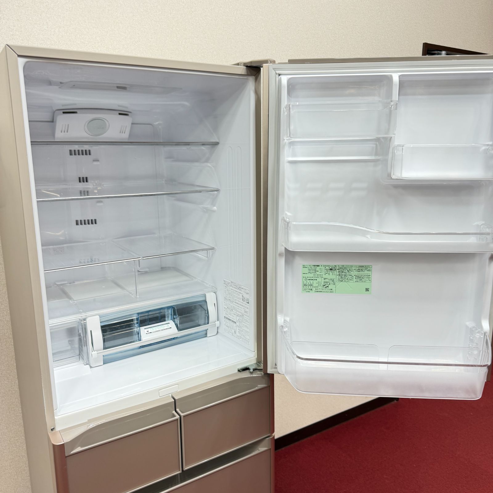 東京23区送料無料 超美品日立大型冷蔵庫401L ガラストップ製氷機有 