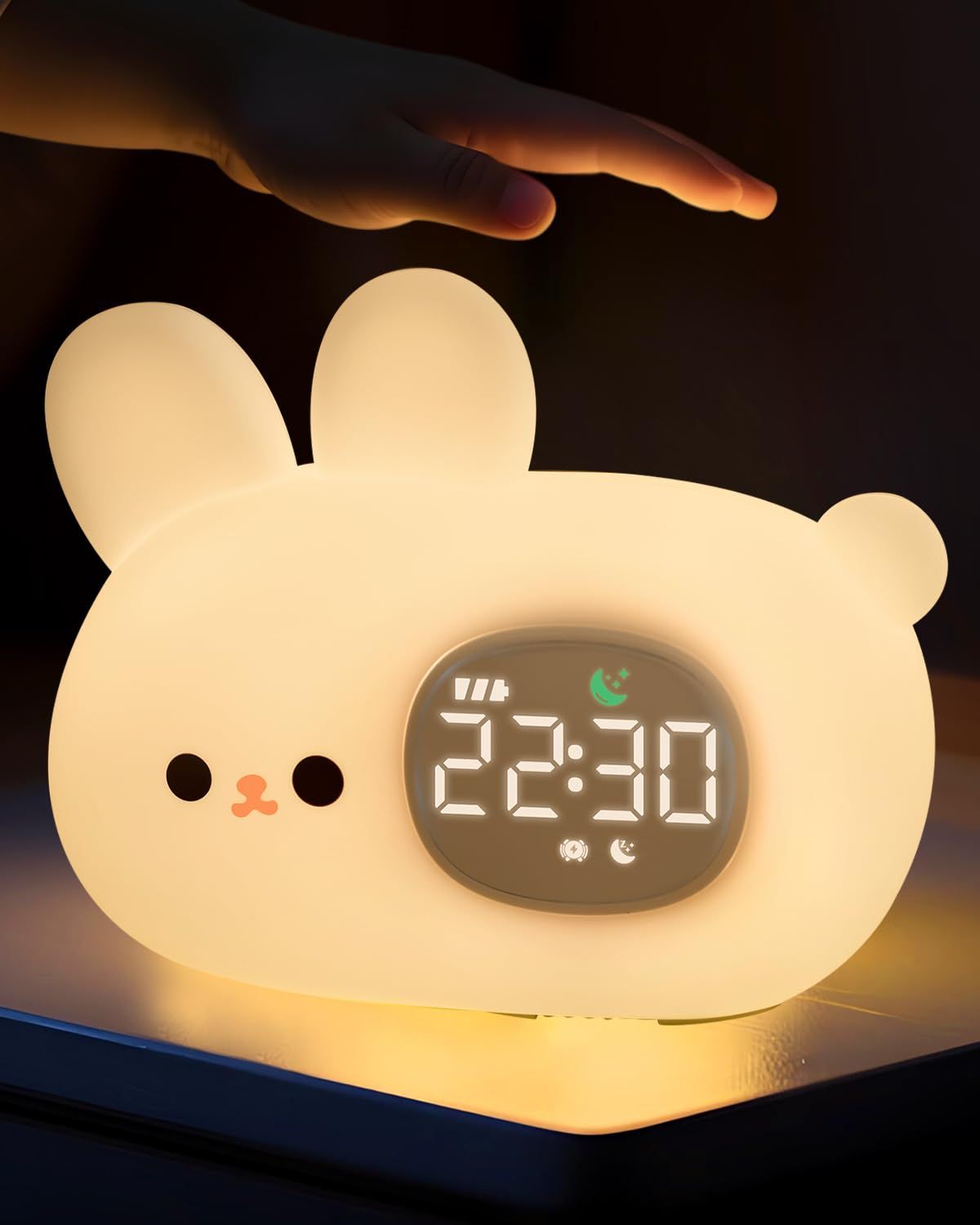 ウサギ 目覚まし時計 子供 用｜可愛いナイトライト＆睡眠トレーニング光目覚まし時計｜充電式シリコン製で安全｜男の子 女の子 ベッドルーム用｜赤ちゃん 幼児にぴったりの優しい起床ライト｜スヌーズ＆音付き 国内発送 8dd250e5