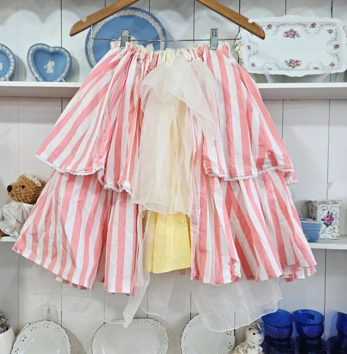 ハンドメイド 日本 ヴィンテージ いちごミルク ティアード スカート