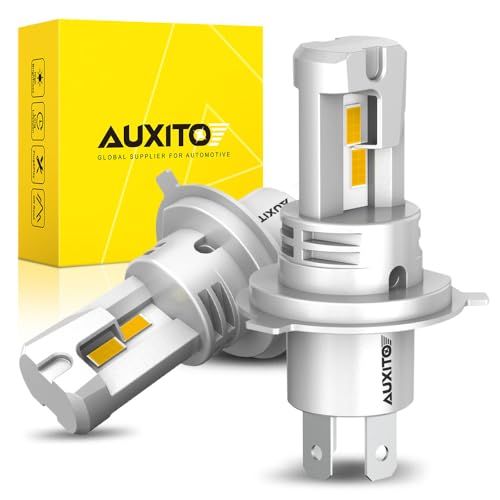 AUXITO H4 LED ヘッドライト 車検対応 HI/LO切替 4倍明るさUP 3000K イエロー 高輝度LEDチップ搭載 爆光 取り付け簡単 光軸調整フリー DC12-18V IP67防水 H4 バルブ ファンレス 静音 ハロゲンサイ 39b59270
