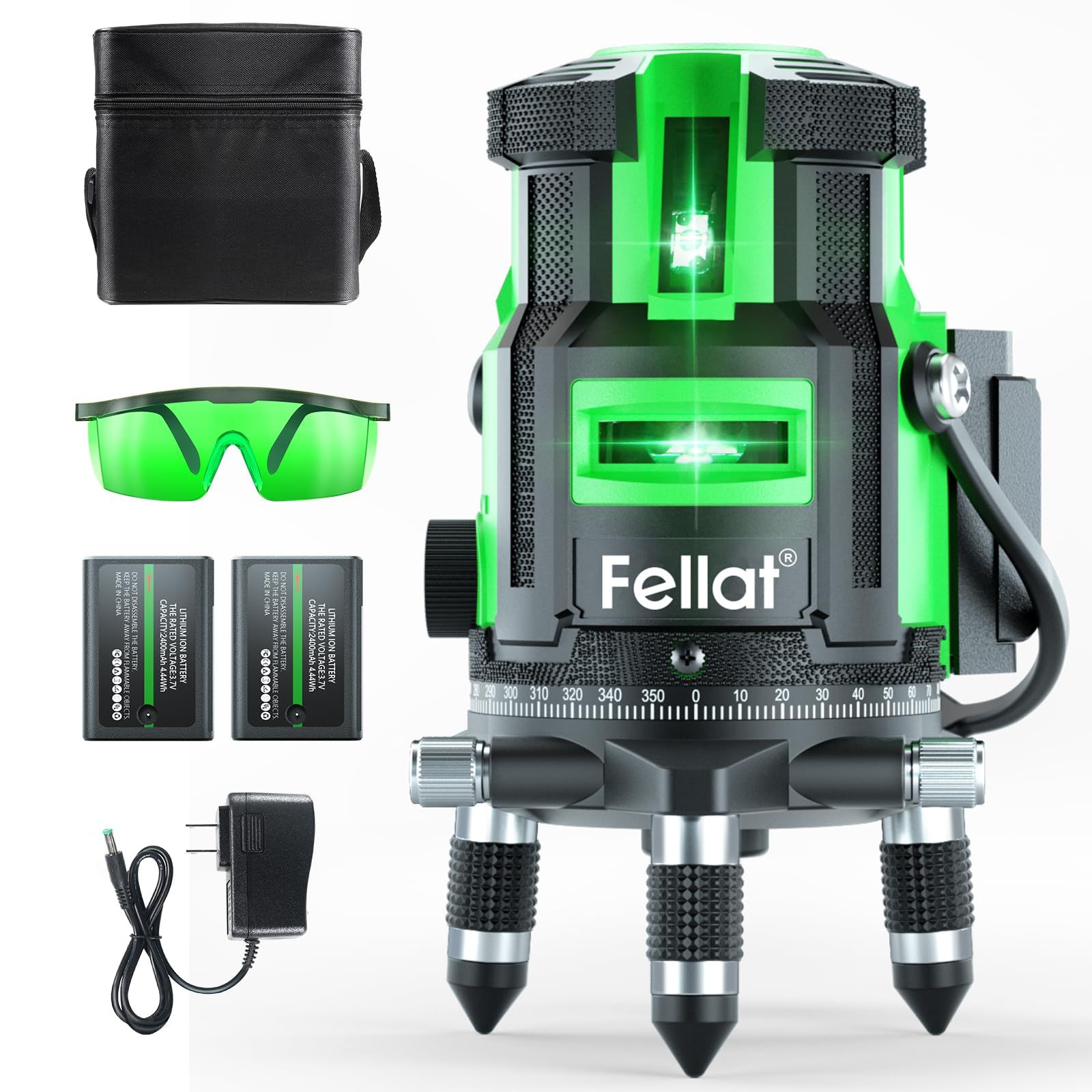 レーザー墨出し器 5ライン グリーンレーザー 4方向大矩ライン照射モデル レーザーレベル 自動補正 回転レーザー線 4垂直 1水平 地墨ポイント 受光器対応 屋内・屋外兼用so 8c8e9f03