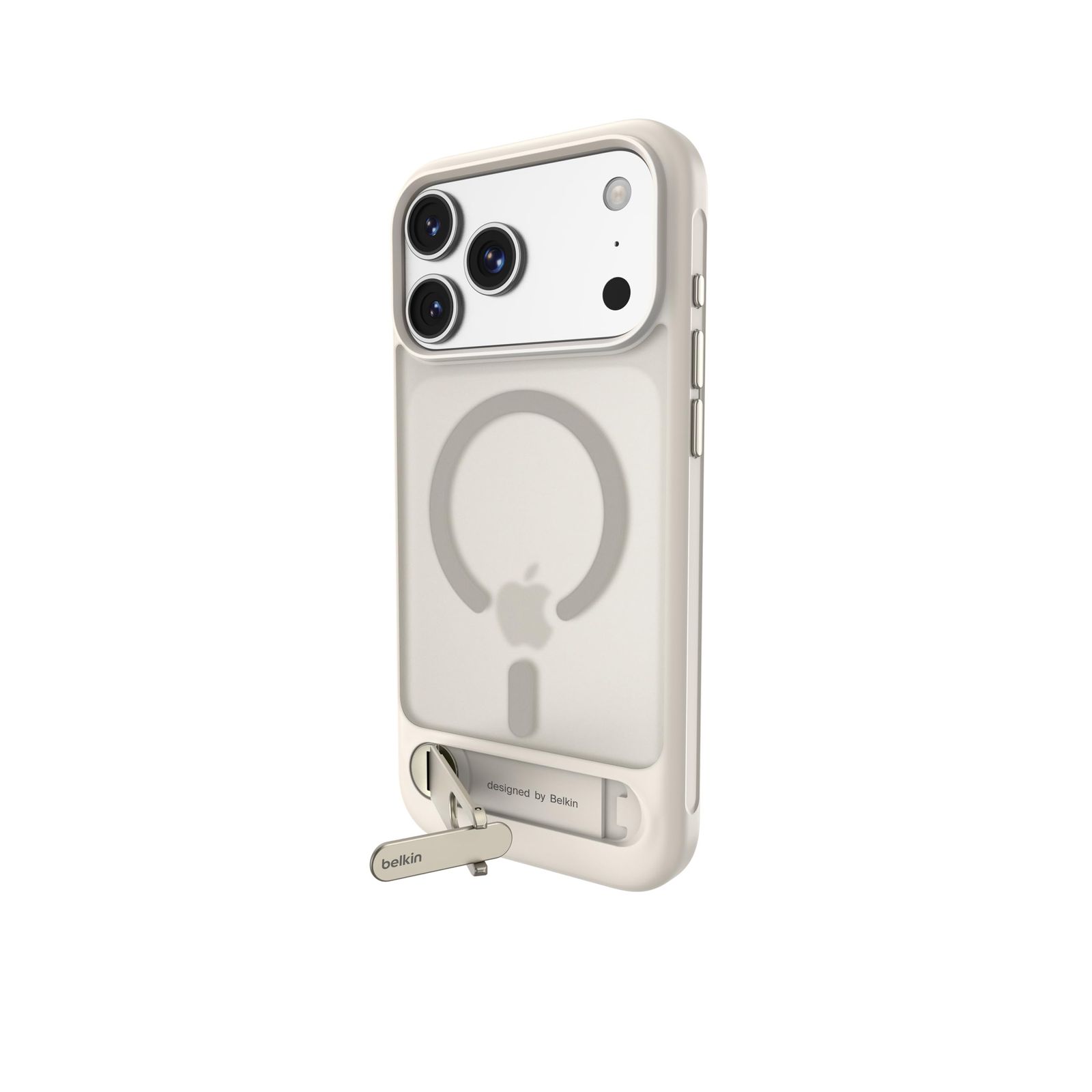 新品 Belkin【SHEERFORCE?】iPhone 17 Pro Max 対応 MagSafe対応 マグネットケース キックスタンド付き 2m耐衝撃 Qi2対応 最大25W PC+TPU ハイブリッド構造 カメラ保護 薄型設計 サンドホワイト MSA04