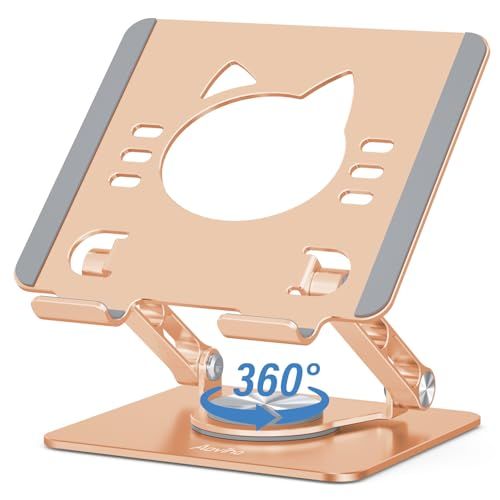 アオビホ(Aoviho) - ipadスタンド - タブレットスタンド - 360度回転式 - アイパッド 置き台 卓上ホルダー 折り畳み式 高さ角度調整可能 スマホ立て tablet stand 充電可能 持ち運び便利 姿勢改善 アルミ製 f4a30294