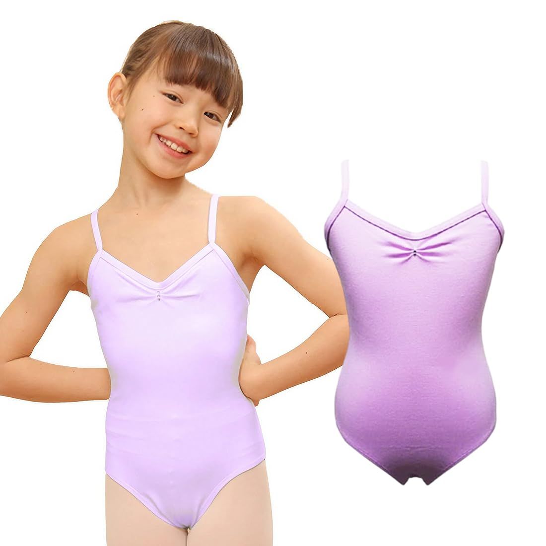 新品 [イーバレリーナ] バレエ レオタード 子供 シンプル レオタード 子供用 無地 紫 4XL（150cm）