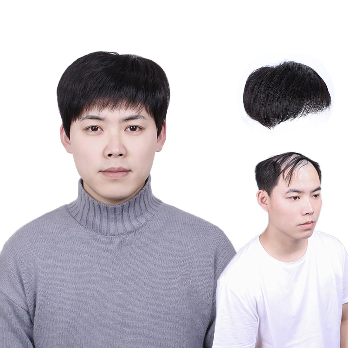新品 Sitengle 部分ウィッグ メンズ 頭頂部 人毛 男性用ウィッグ つむじはげ トップカバー ヘアトップピース 人工皮膚 円形脱毛症 白髪 ハゲ隠し 薄毛 抜毛 増毛 (18*20cm)