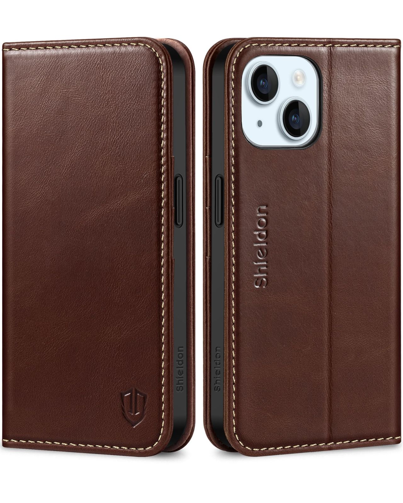 新品 SHIELDON iPhone 15対応ケース 手帳型 本革 あいふぉん15対応 スマホカバー 衝撃吸収 TPU素材 カード収納 横置きスタンド機能 マグネット内蔵 [RFIDブロッキング]全面保護 アイホン15 用 スマホケース 2023年発売 6.1