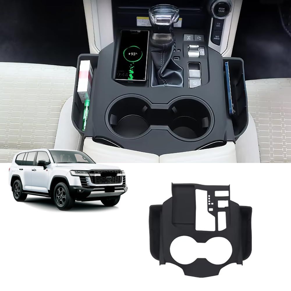 新品 FOR 新型 ランドクルーザー300 ランクル300 LC300 FJ300 2021-2023 カスタムパーツ センターコンソール収納保護カバー ウォーターカップパネルカバー シリコーン ランドクルーザー300 アクセサリー (黒)
