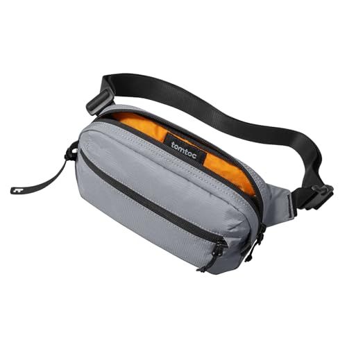 tomtoc ボディバッグ 軽量 小さめ スリングバッグ ミニバッグ 撥水 ワンショルダーバッグ メンズポーチ 旅行 お出掛け メンズ レディース サイクリング アウトドア 散歩 ランニング 1.5L グレー送料無料