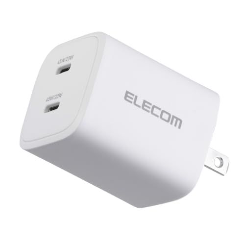 エレコム 充電器 45W 2ポート Type-C USB PD対応 PPS対応 GaN II採用 折りたたみ式プラグ ホワイト EC-AC10945WHkoe d4b5fd46