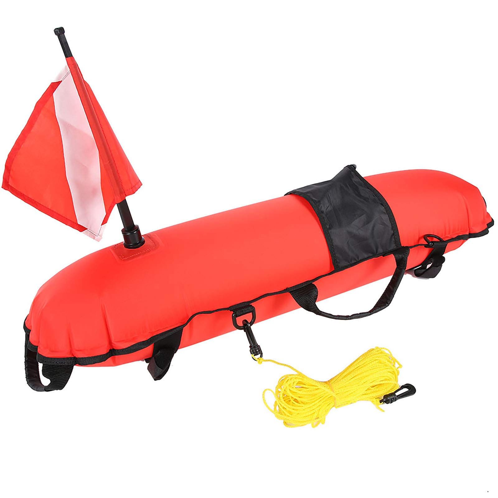 新品 魚雷ブイ ダイビングインフレーションを続ける 折りたたみ可能な旗とロープ付き スキューバダイビング スピアフィッシング フリーダイビング オレンジ
