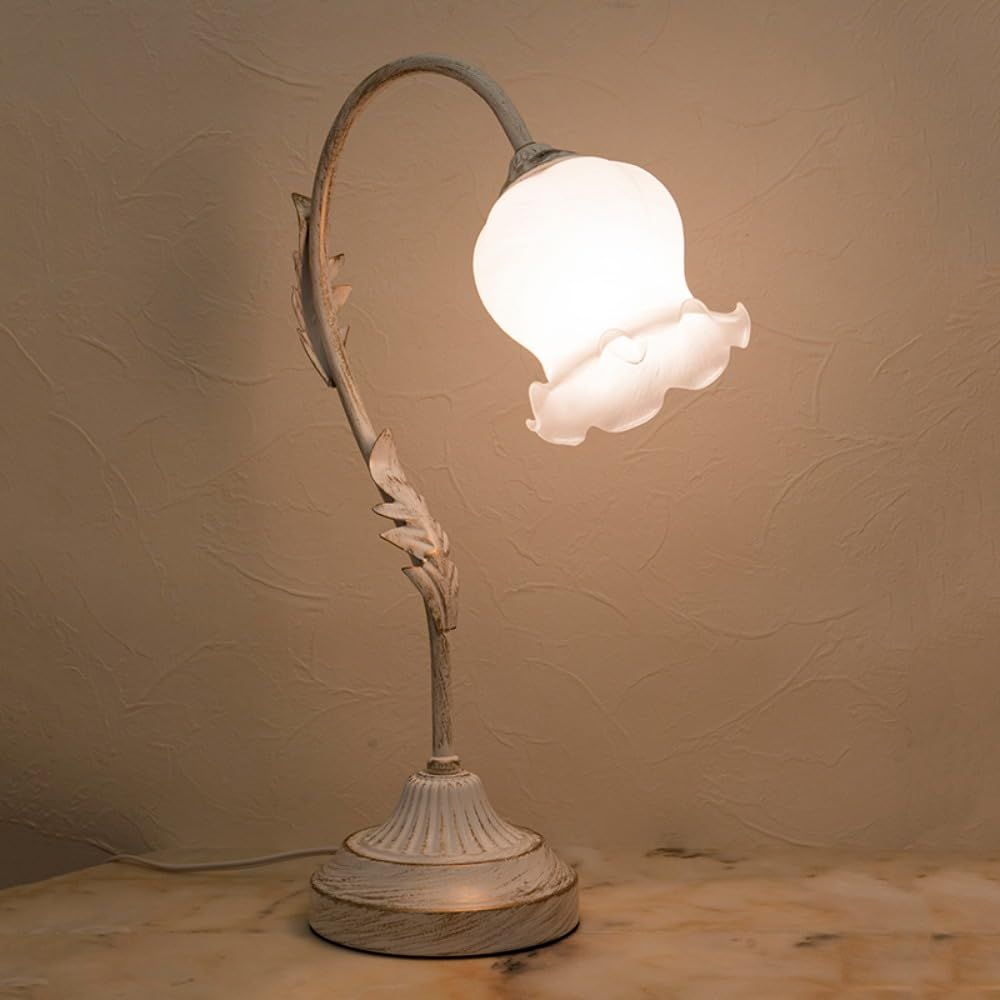 秋月貿易 クラシカルテーブルランプ Grace(グレース) ホワイトブラッシュゴールド 1灯 W13×D33×H47cm YG18207-1T WGD